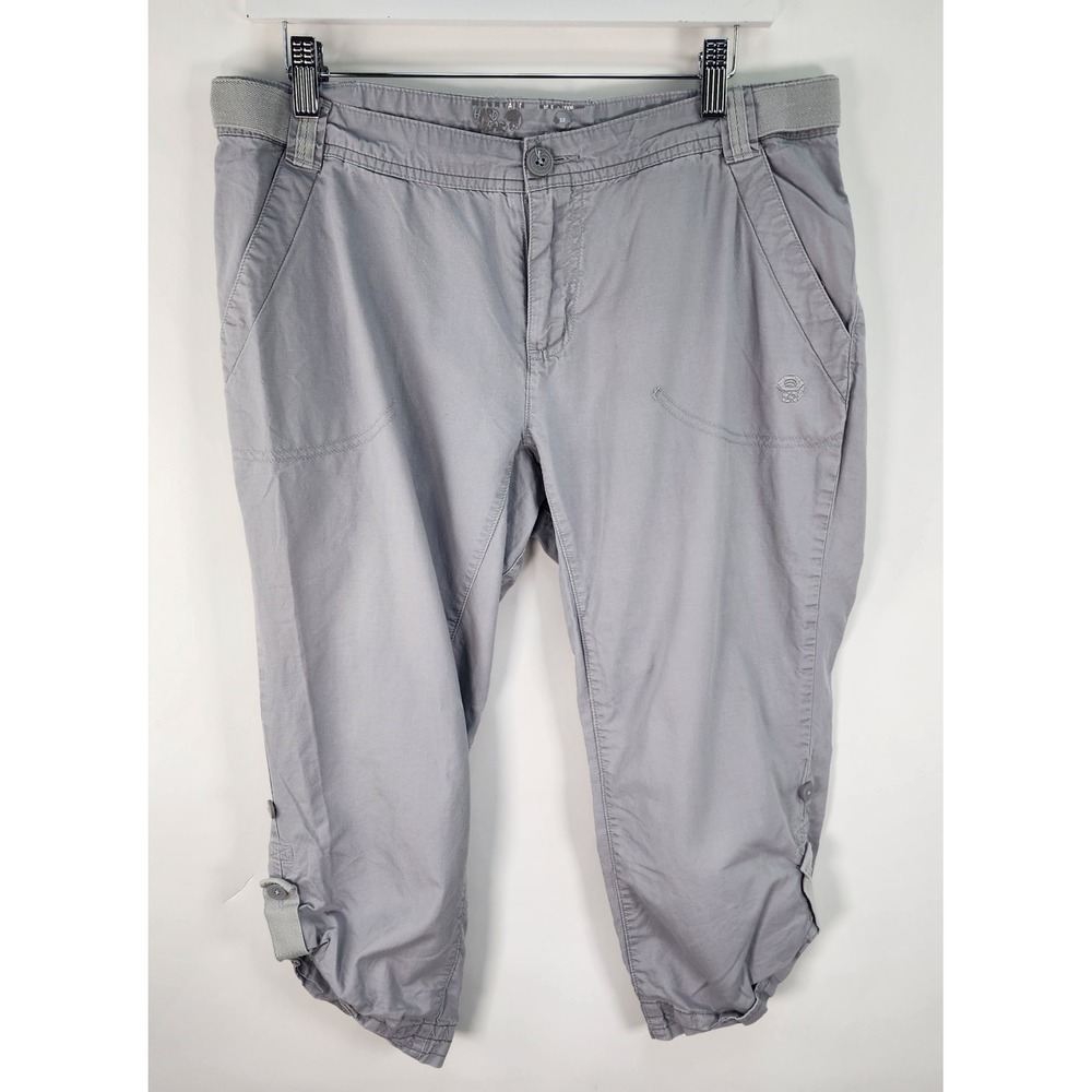 Mountain Hardwear Capri Pants Women's 12 Roll Up Gray Hiking Camping Walking